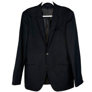 Buttoned Down Mens 40L Long Black Reda Wool Hopsack Slim Fit Sport Coat 2 Button